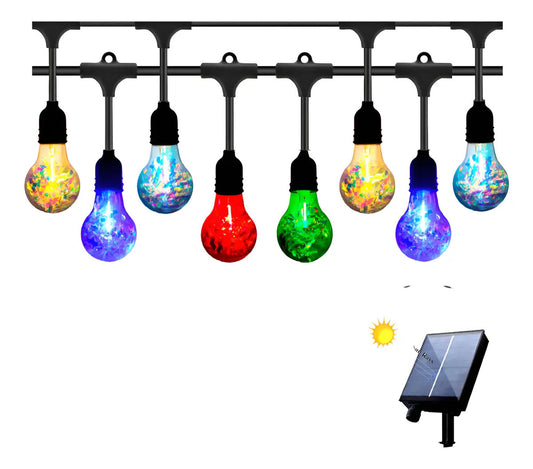 Guirnalda 10 Ampolletas Led Multicolor Solar Terraza Patio