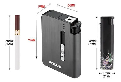 Estuche Automático Portátil Para 10 Cigarros Y Encendedor