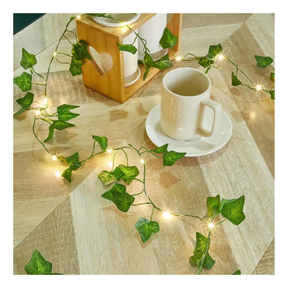 Guirnalda Hojas 4m Hiedra Artificial Led Solar Jardín Navida