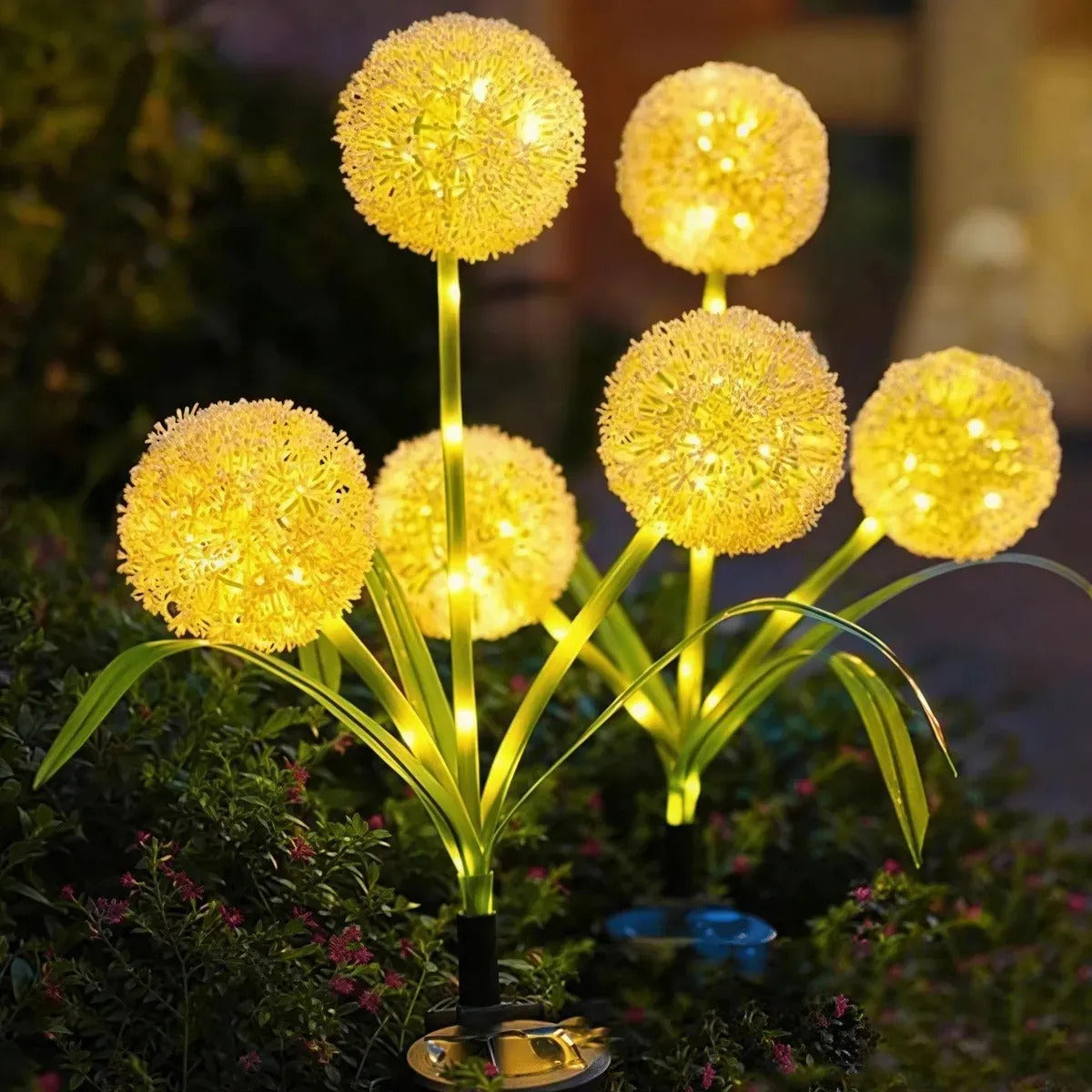 X2 Luces Led Solar Diente De Leon 3l Decoracion Patio Calido