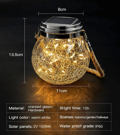 Lámpara Esfera LED Solar de Cristal Agrietado – Variedad de Colores