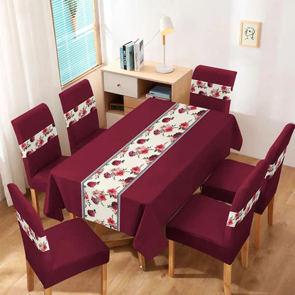 Set 6 Fundas Sillas Elásticas Con Mantel Premium 7 Piezas