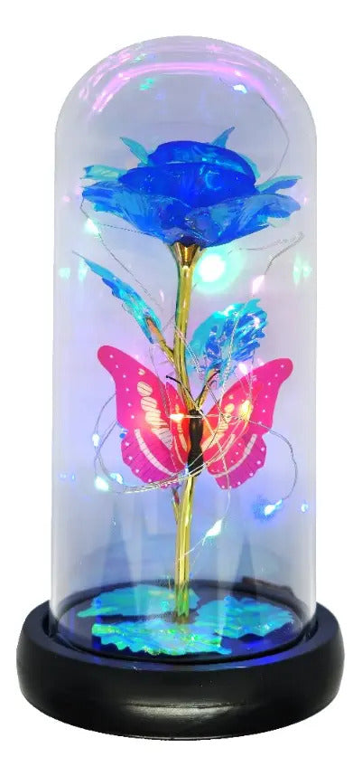 Rosa Eterna Luces Led Flor Eterna Artificial Cúpula Vidrio C8026 y C8029