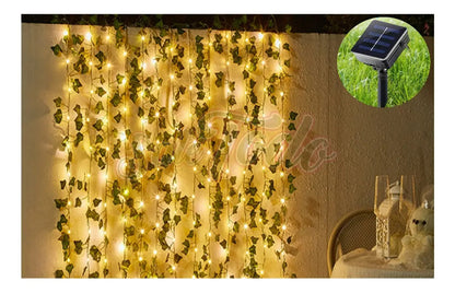Guirnalda Hiedra Artificial Led Solar 1.8x1m Jardín Navidad