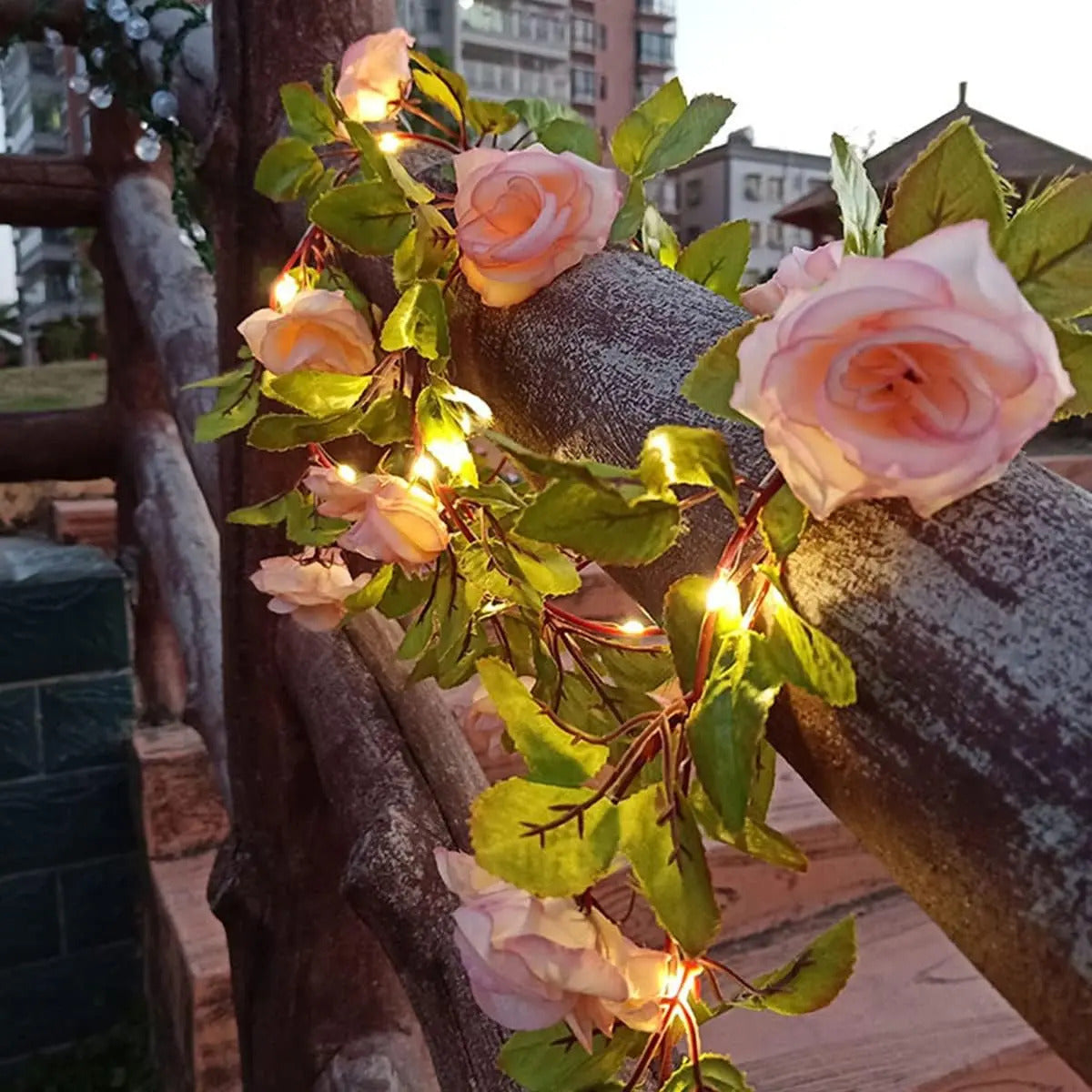 Guirnalda Rosas Artificial Led Solar 2 Mts Jardín Navidad