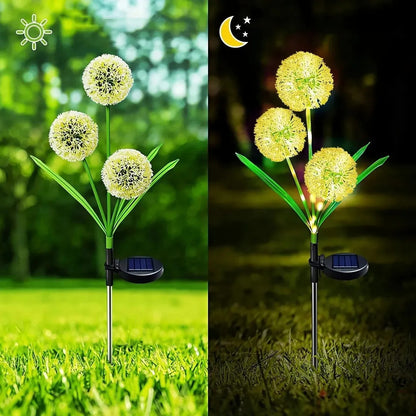 X2 Luces Led Solar Diente De Leon 3l Decoracion Patio Calido