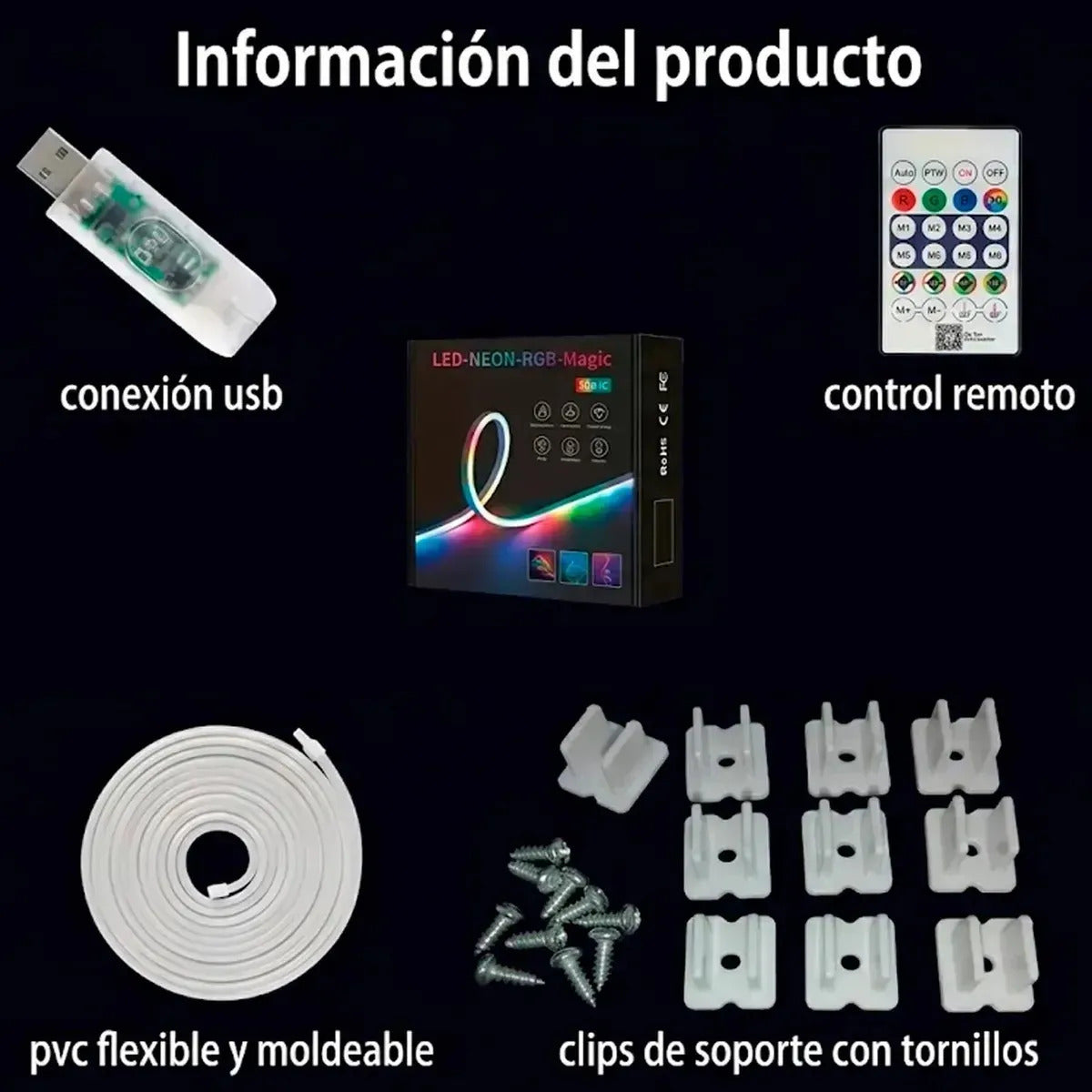 Tira LED Neón RGB Magic 5M IP67 USB con Bluetooth y Control