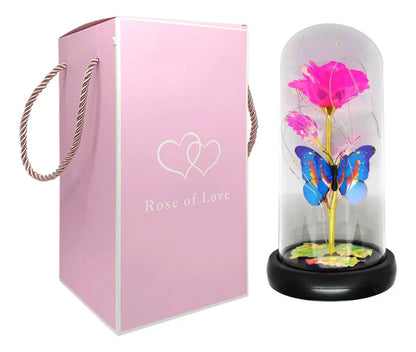 Rosa Eterna Luces Led Flor Eterna Artificial Cúpula Vidrio C8026 y C8029