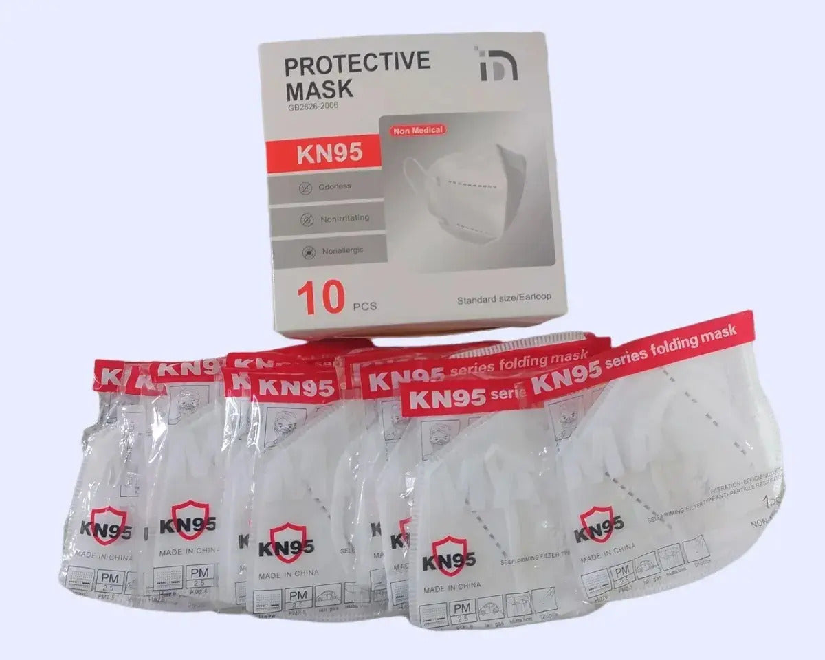 Mascarillas De Protección Kn95 Colores Blanco y Negro, Pack de 10, 50 y 100 unidades