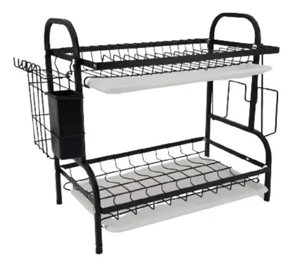 Secaplatos Escurridor Y Organizador Platos 2 Niveles Negro
