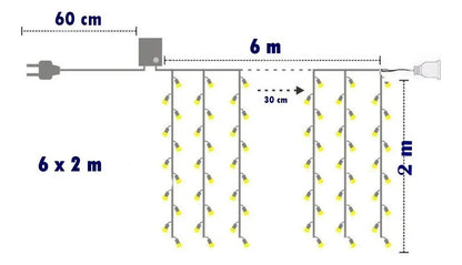 Cortina 6x2 Mts 480 Led Matrimonio Eventos Jardín Navidad
