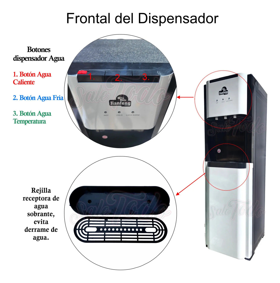 Dispensador Compresor Agua Natural Fría Caliente Carga Ocult
