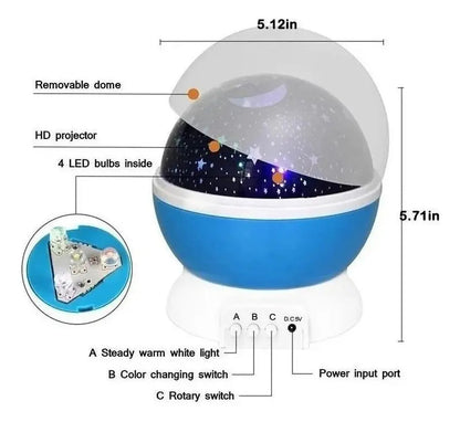 Lámpara Proyector LED Cielo Estrellado Multicolor – Espantacuco Infantil USB