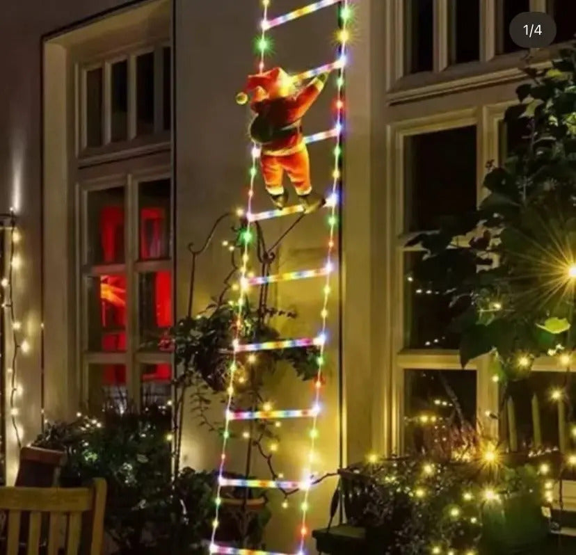Viejo Pascuero En Escalera 1.6m Con Luces Led Solares