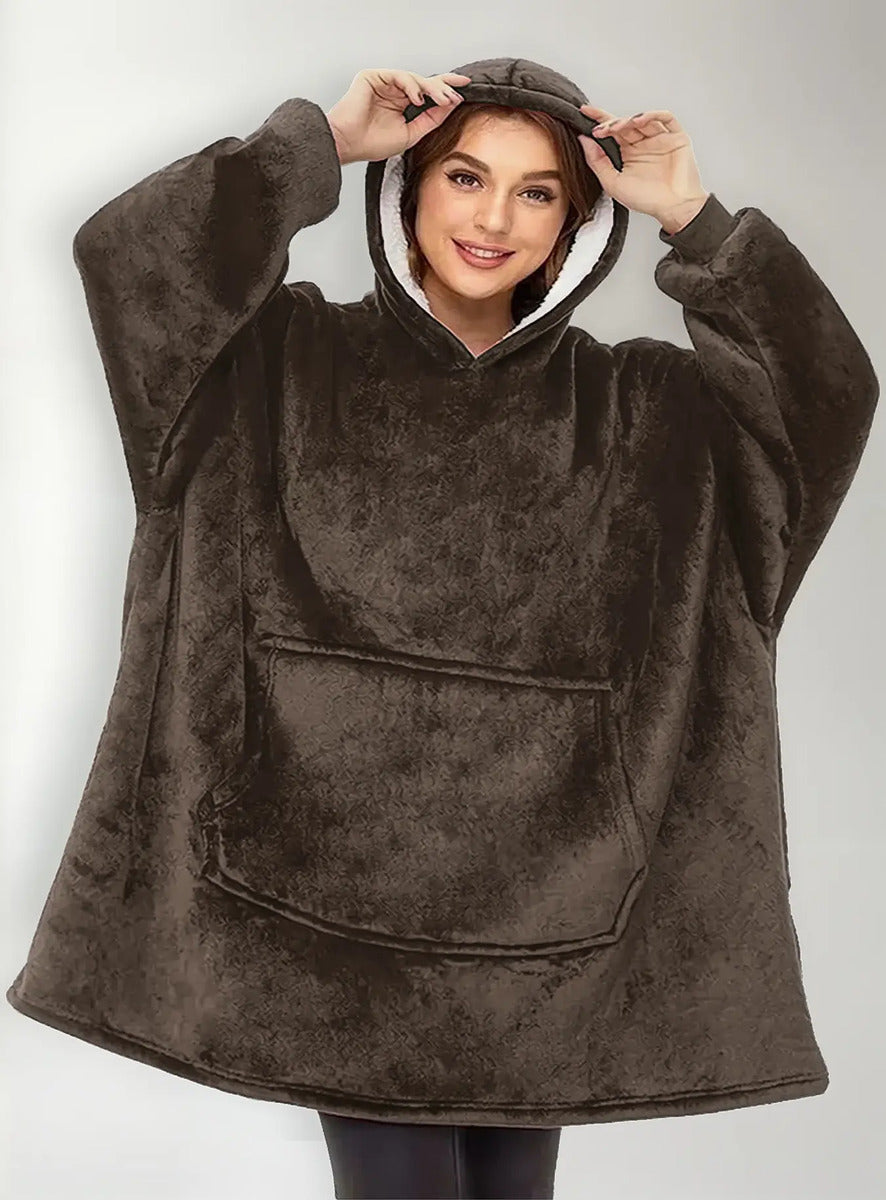 Poleron Sherpa Capucha Huggle Hoodie Chiporro Oversize Xxl