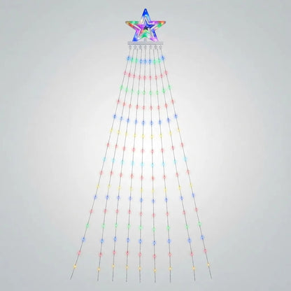 Árbol Cascada Luces Led Solar Estrella Navidad 2.3m