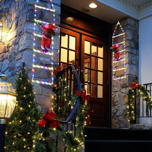 Viejo Pascuero En Escalera 1.6m Con Luces Led Solares
