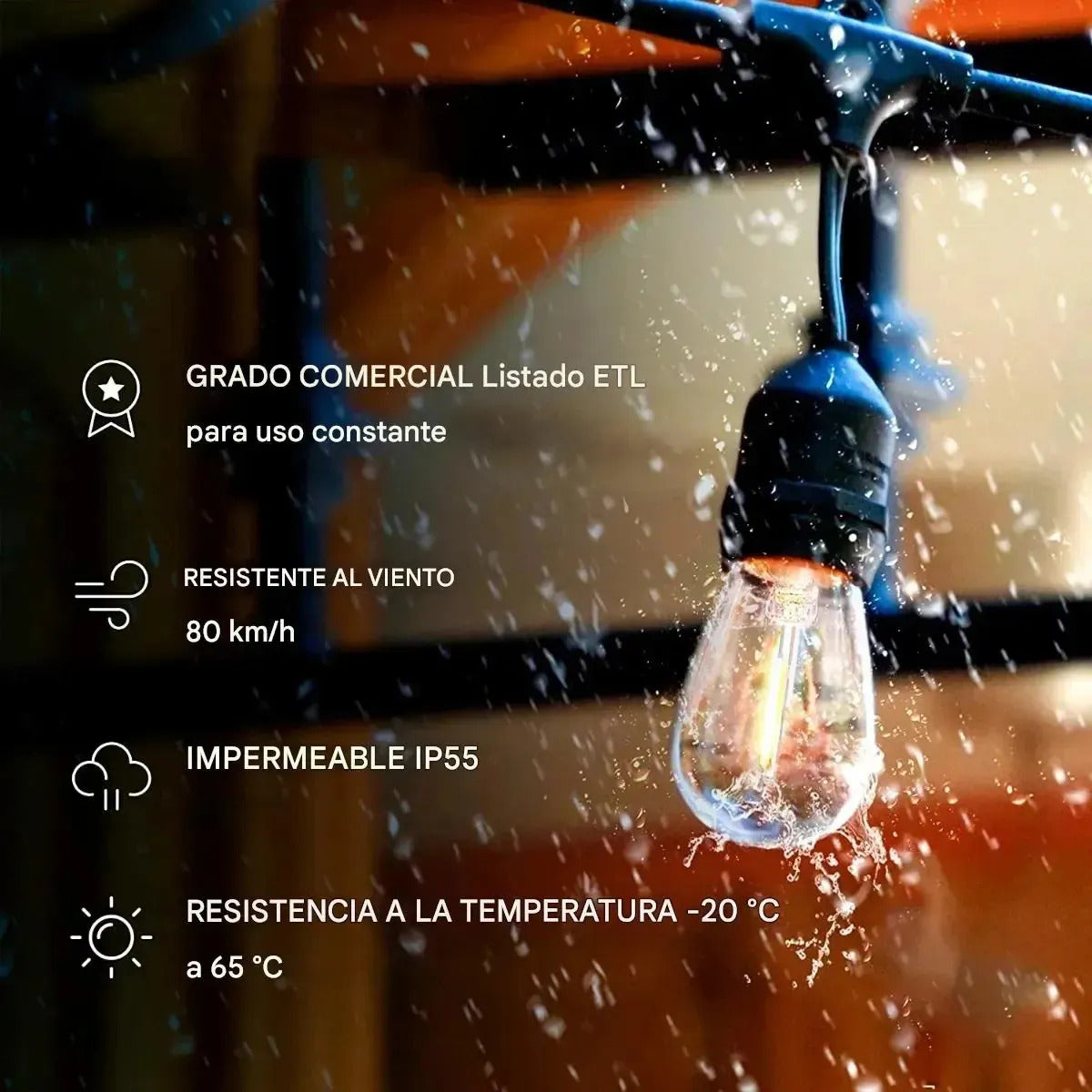 Guirnalda Luces Led 10 Metros Unible Exterior 10 Ampolletas