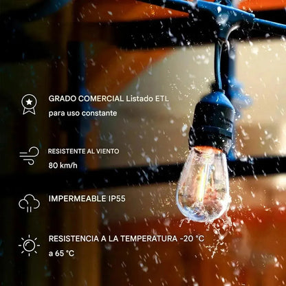 Guirnalda Luces Led 10 Metros Unible Exterior 10 Ampolletas
