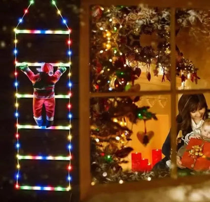 Viejo Pascuero En Escalera 1.6m Con Luces Led Solares