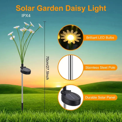 Pack 2 Luz Solar Decorativa Margaritas De 8 Led De Jardín
