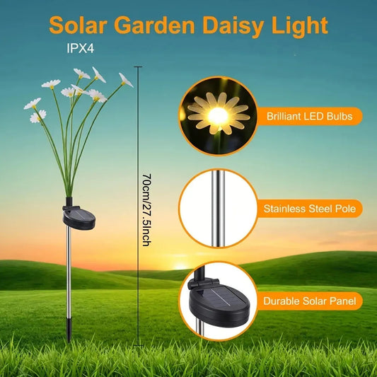 Pack 2 Luz Solar Decorativa Margaritas De 8 Led De Jardín