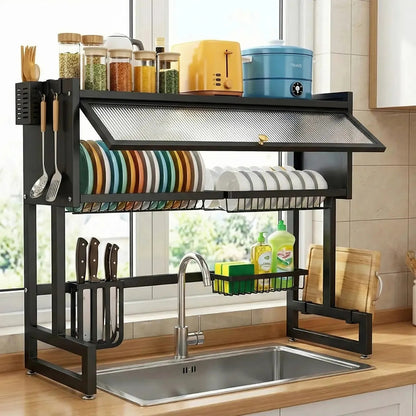 Escurridor Secador De Platos Loza 2 Niveles Cocina Organizador Con Puerta 85cm | ST-8032