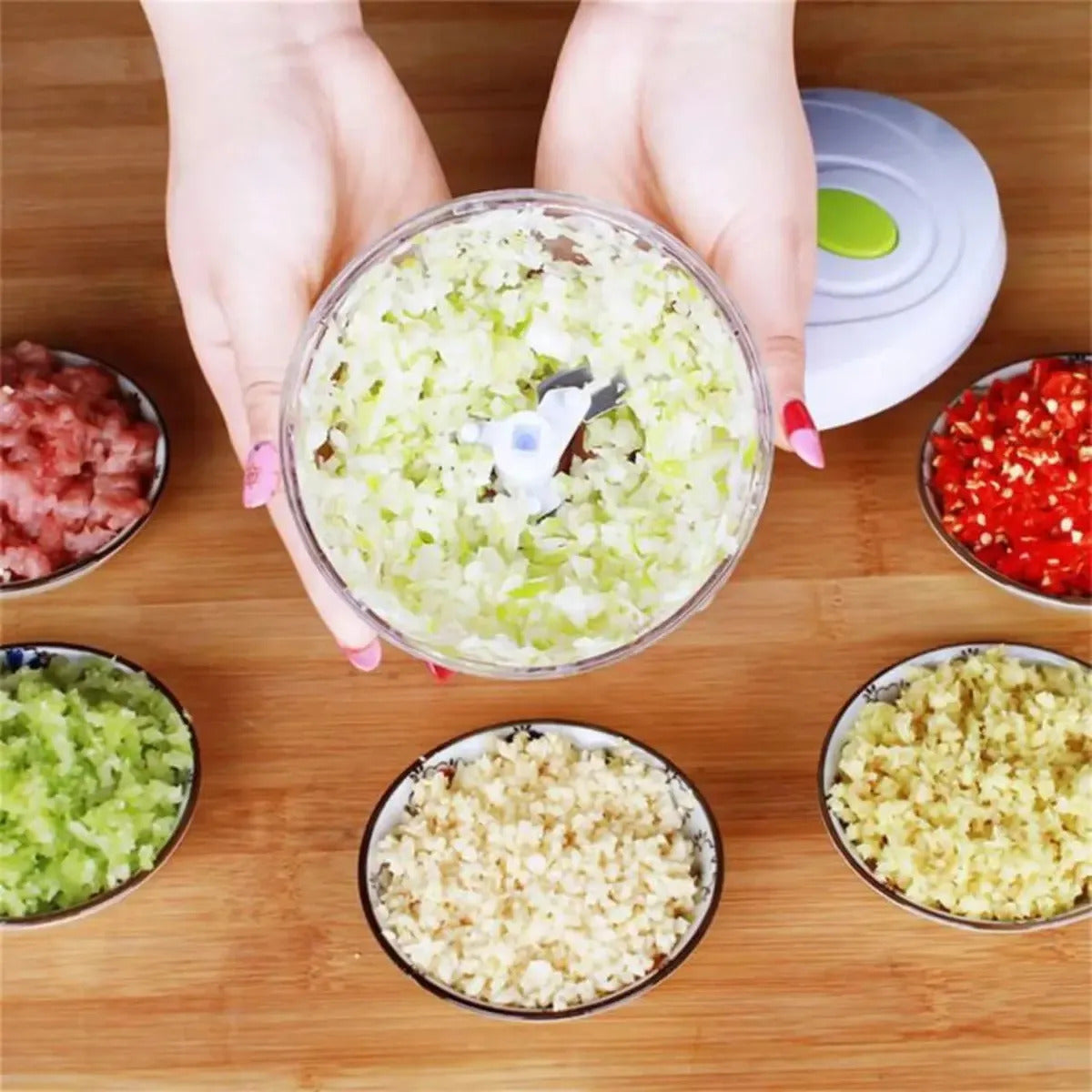 Mini Picador Verduras Cortador Cebolla Manual Ajo Vegetal