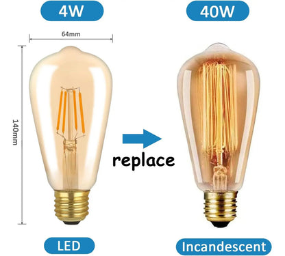 Ampolleta Led Filamento 4w Retro St64 Vintage E27