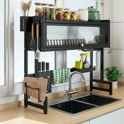 Escurridor Secador De Platos Loza 2 Niveles Cocina Organizador Con Puerta 85cm | ST-8032