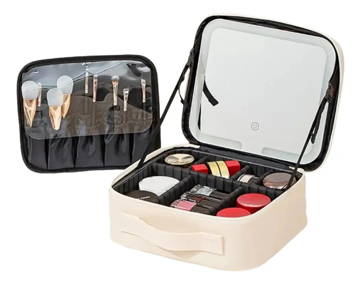 Cosmetiquero Con Espejo Y Luz Led Bolso Para Maquillaje