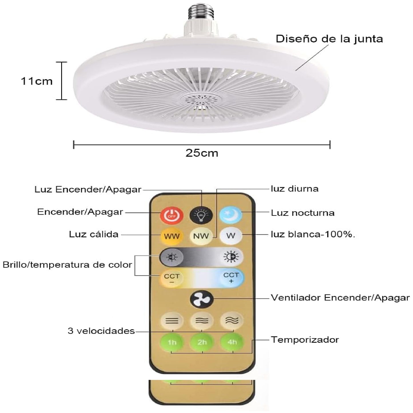 Ventilador De Techo Portátil LED
