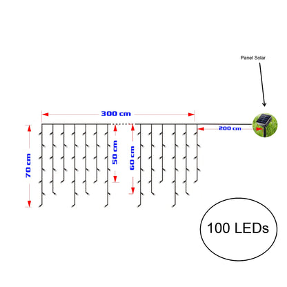 Luces Cascada Navideñas Solar LED – Guirnaldas de 100 a 500 LED, 3 a 9 Metros