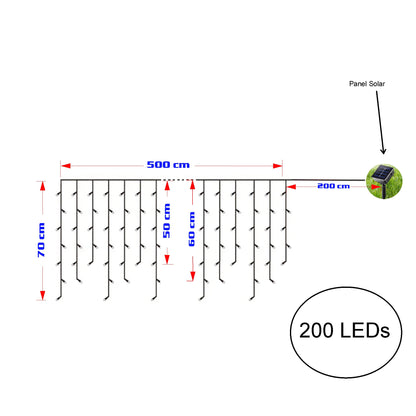 Luces Cascada Navideñas Solar LED – Guirnaldas de 100 a 500 LED, 3 a 9 Metros
