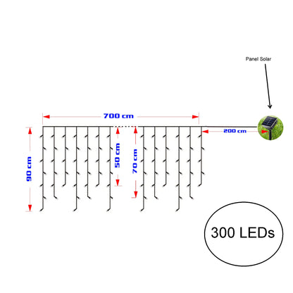 Luces Cascada Navideñas Solar LED – Guirnaldas de 100 a 500 LED, 3 a 9 Metros