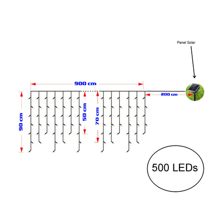 Luces Cascada Navideñas Solar LED – Guirnaldas de 100 a 500 LED, 3 a 9 Metros