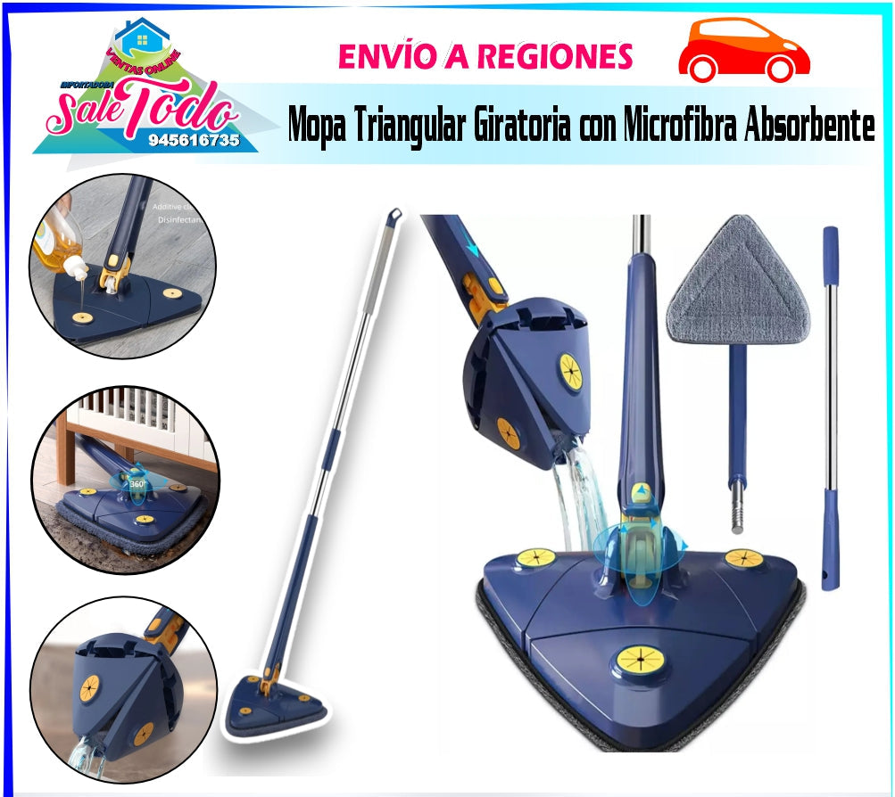 Mopa Triangular Giratoria con Microfibra Absorbente 8080-2
