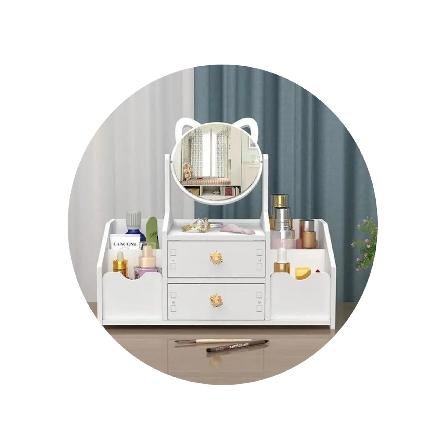 Organizador Maquillaje Espejo Con Orejas De Gato | C045