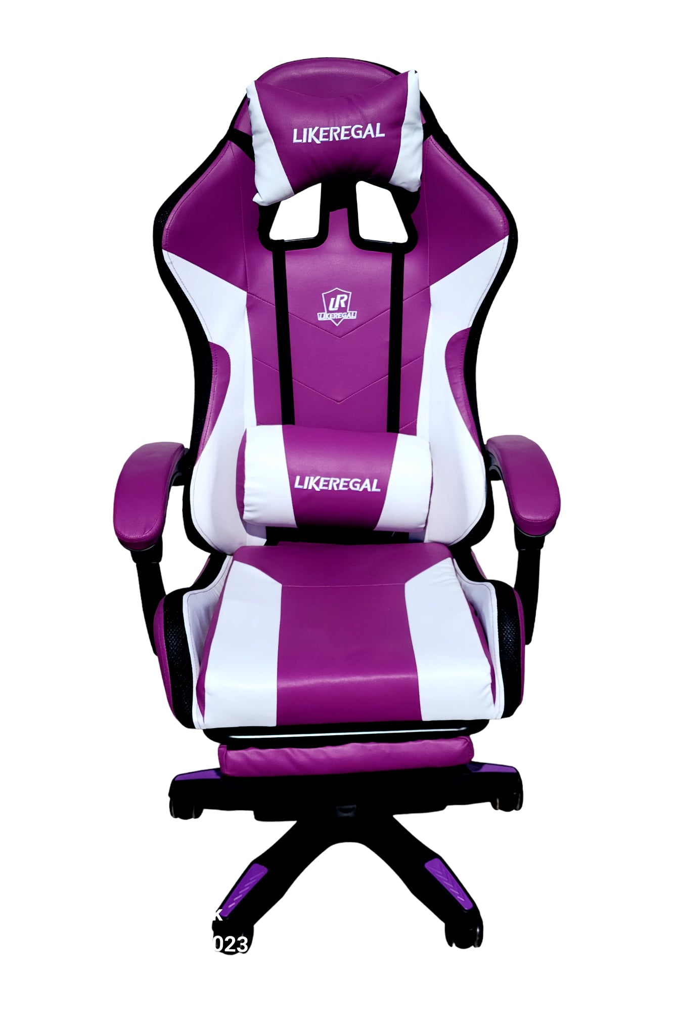 Silla Gamer RGB con Parlantes, Reposapiés y Masajeador Lumbar en Cuero Sintético