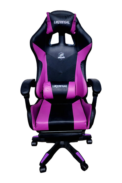 Silla Gamer RGB con Parlantes, Reposapiés y Masajeador Lumbar en Cuero Sintético