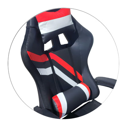 Silla Gamer RGB con Parlantes, Reposapiés y Masajeador Lumbar en Cuero Sintético