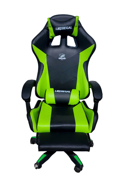 Silla Gamer RGB con Parlantes, Reposapiés y Masajeador Lumbar en Cuero Sintético