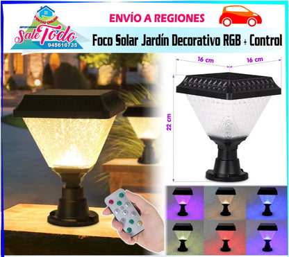 Foco Solar Jardín Decorativo RGB + Control ELE079