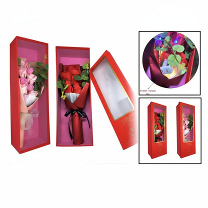 Ramo De Rosas Artificiales Luces Led En Caja | C8028