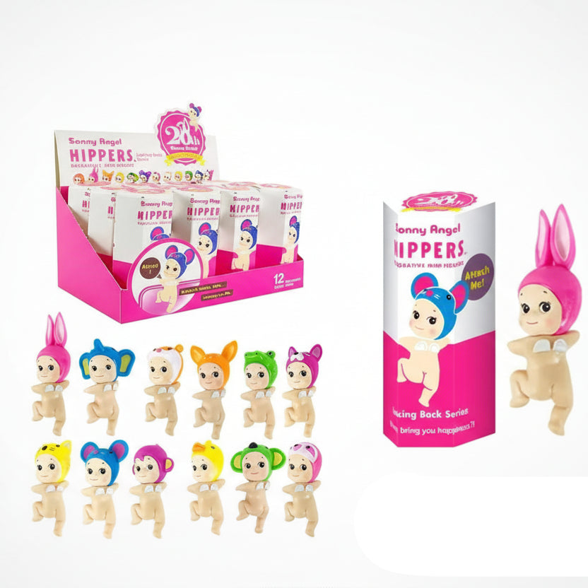Ángel coleccionable mini en caja misterio con series especiales y modelos surtidos, tamaño 4x7.5cm, ideal para sorprender y completar colección.