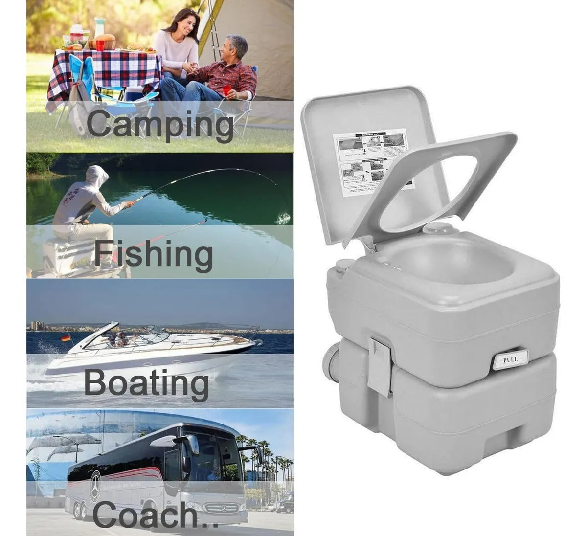Baño químico portátil 20 litros para camping viajes caravanas portátil con tanque desmontable y diseño resistente
