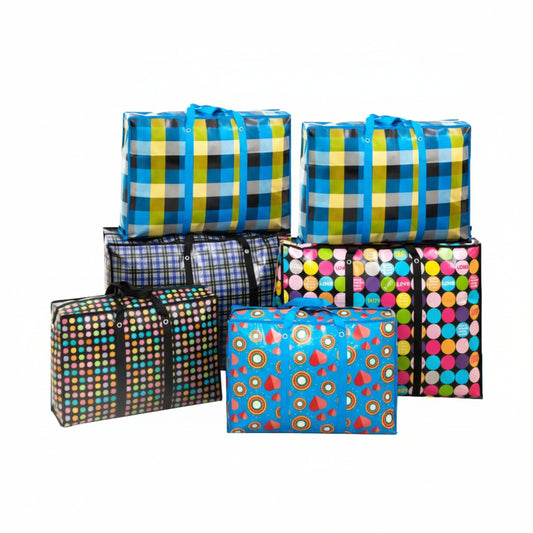 Bolsa matutera reforzada 90x60x30 cm con cierre y asas resistentes, ideal para guardar ropa, frazadas, mercadería, mudanzas, almacenamiento y transporte seguro.