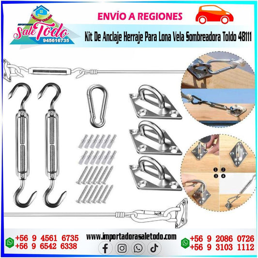 Kit De Anclaje Herraje Para Lona Vela Sombreadora Toldo C48111