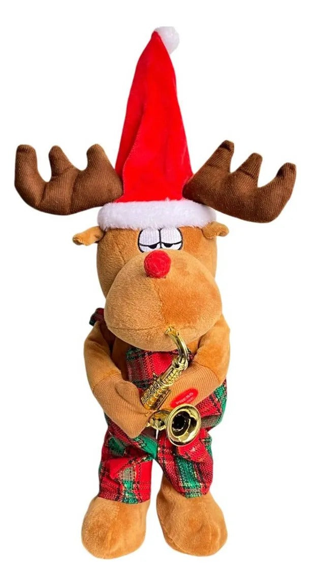 Reno De Peluche Musical Y Bailarín De Navidad Pilas Aa