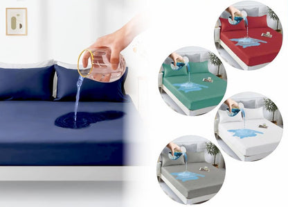 Cubre Colchón Impermeable Ajustable con Fundas Almohada – 1.5, 2 y 2.5 Plazas